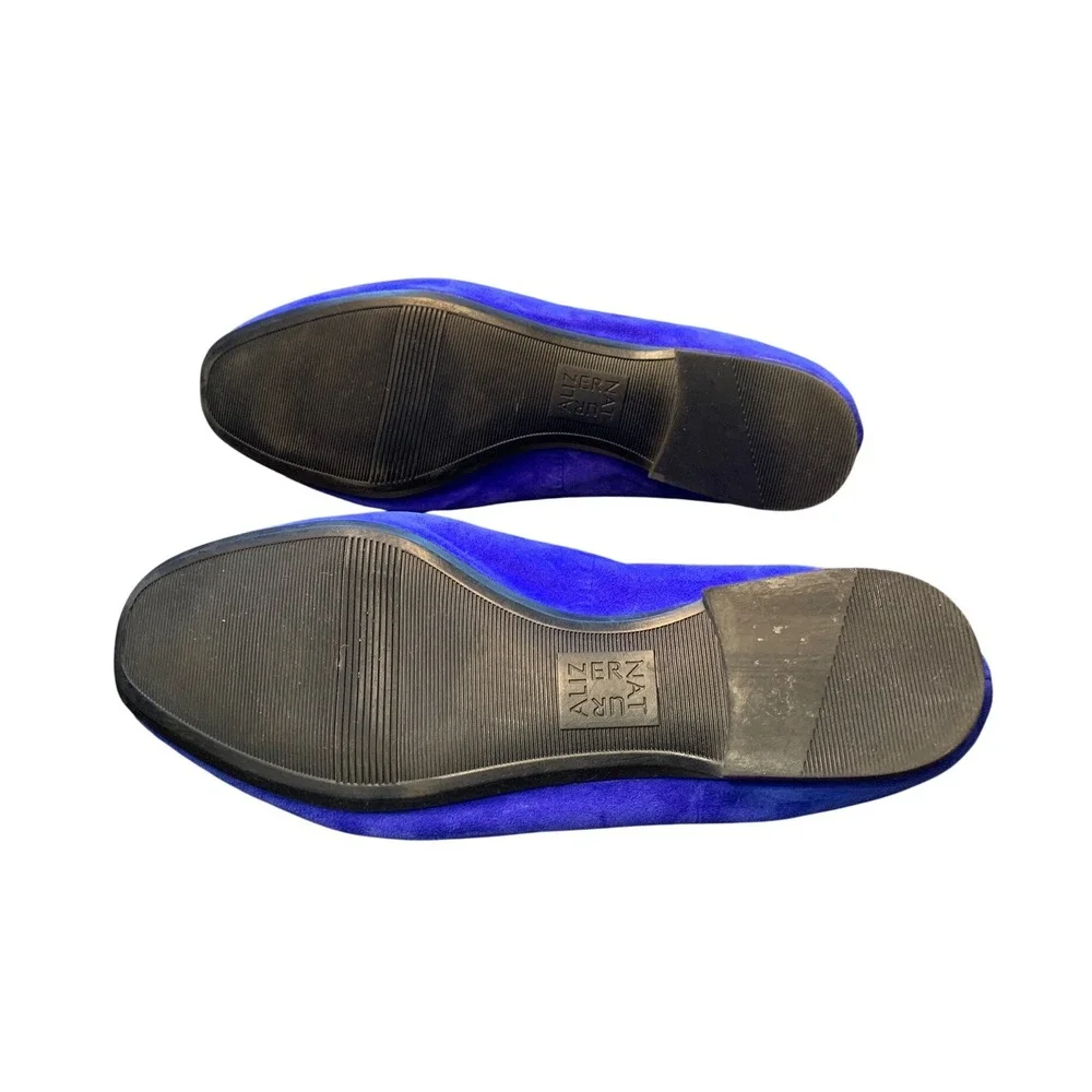 NATURALIZER Emiline Royal Blue Suede Loafers Metal Buckle Women Size 8.5M‎